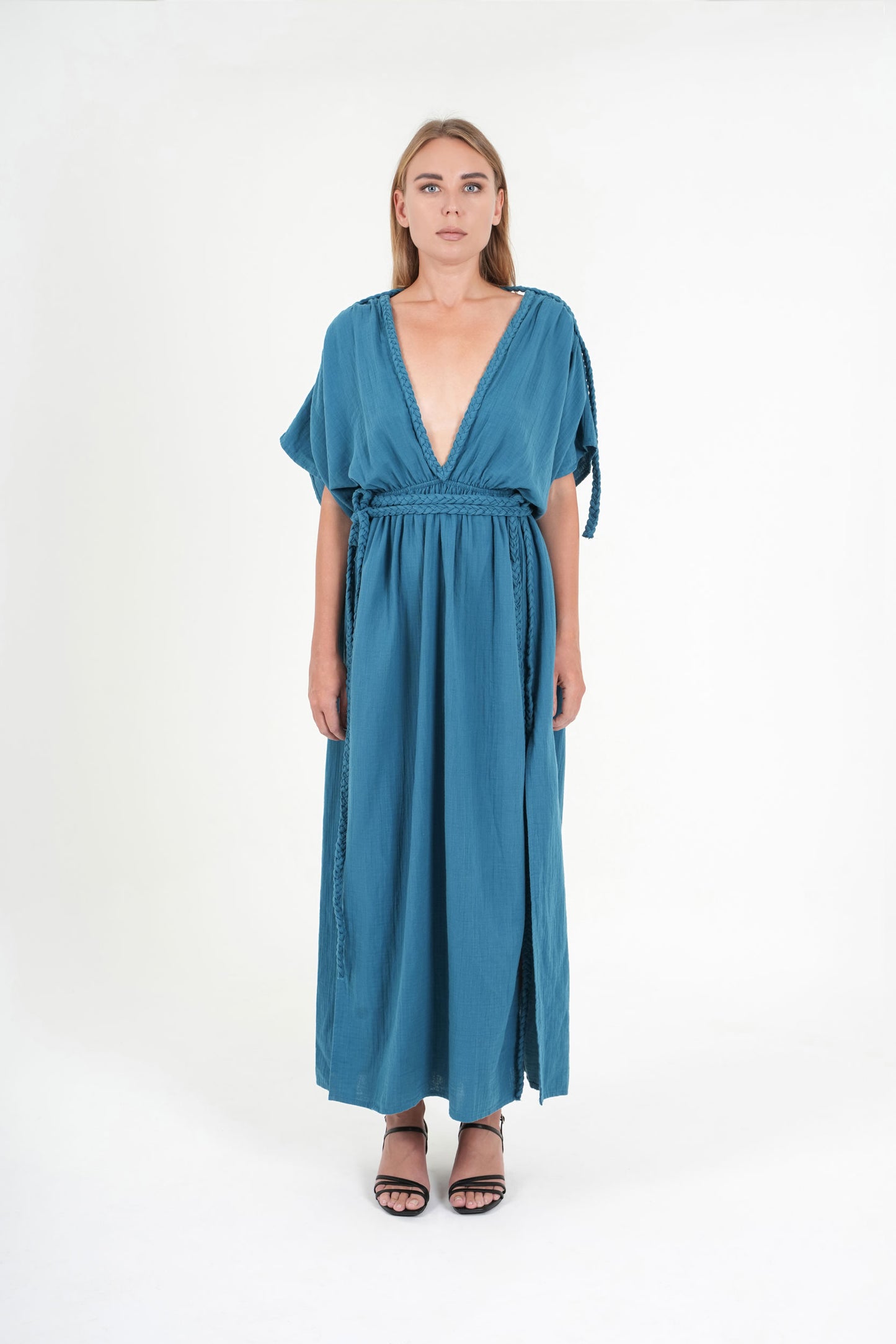 Eclectic Wide Sleeve Dress - Oil Blue