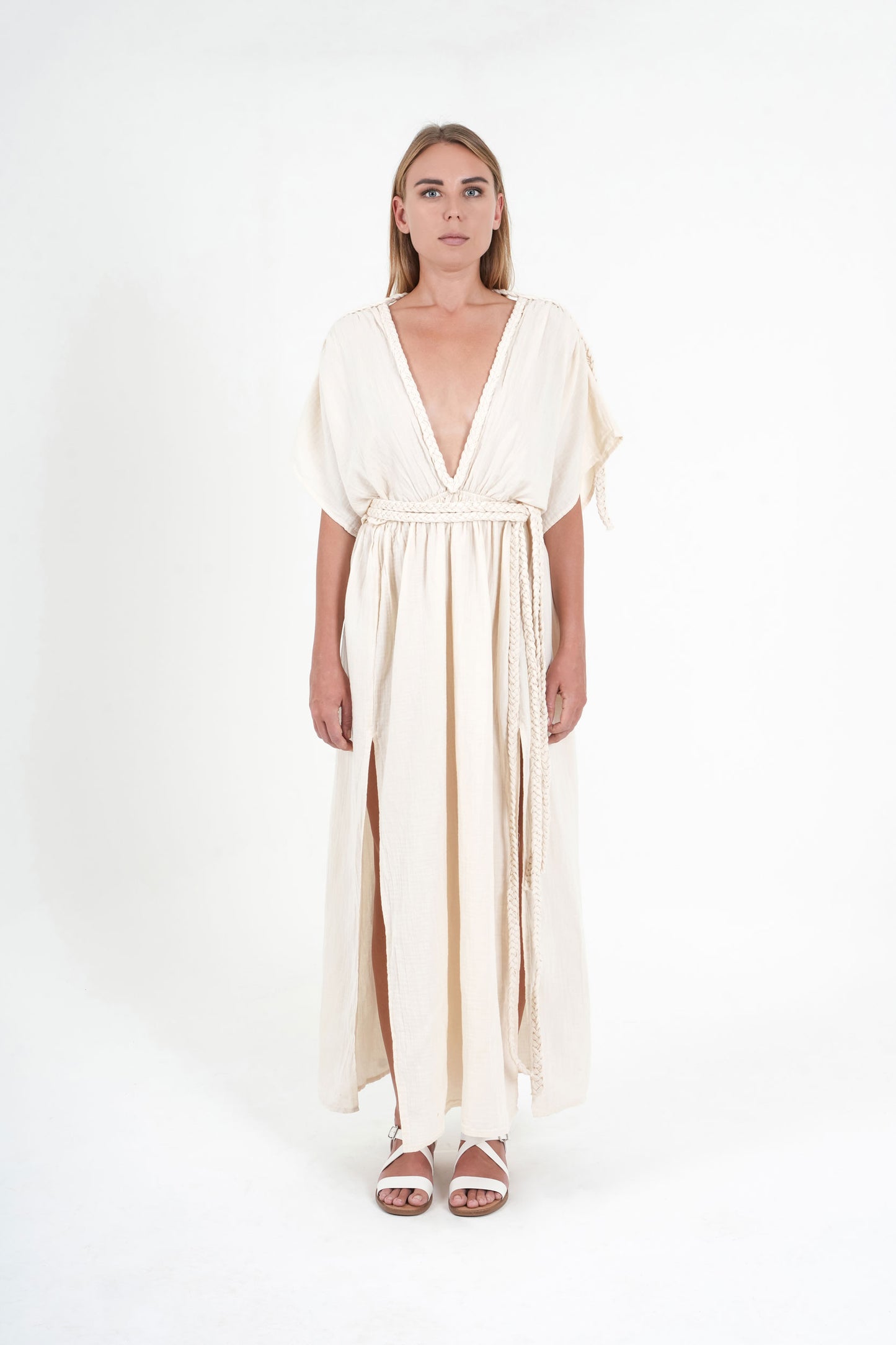 Eclectic Wide Sleeve Dress - Natural White