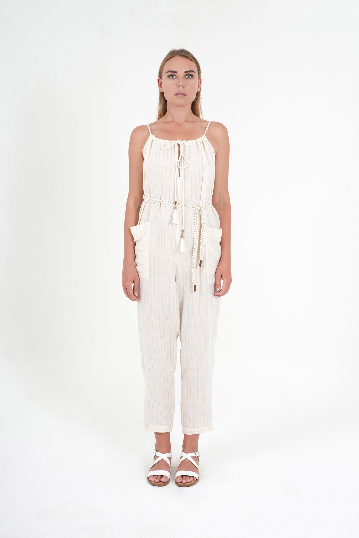 Ecru Stripped Jumpsuit