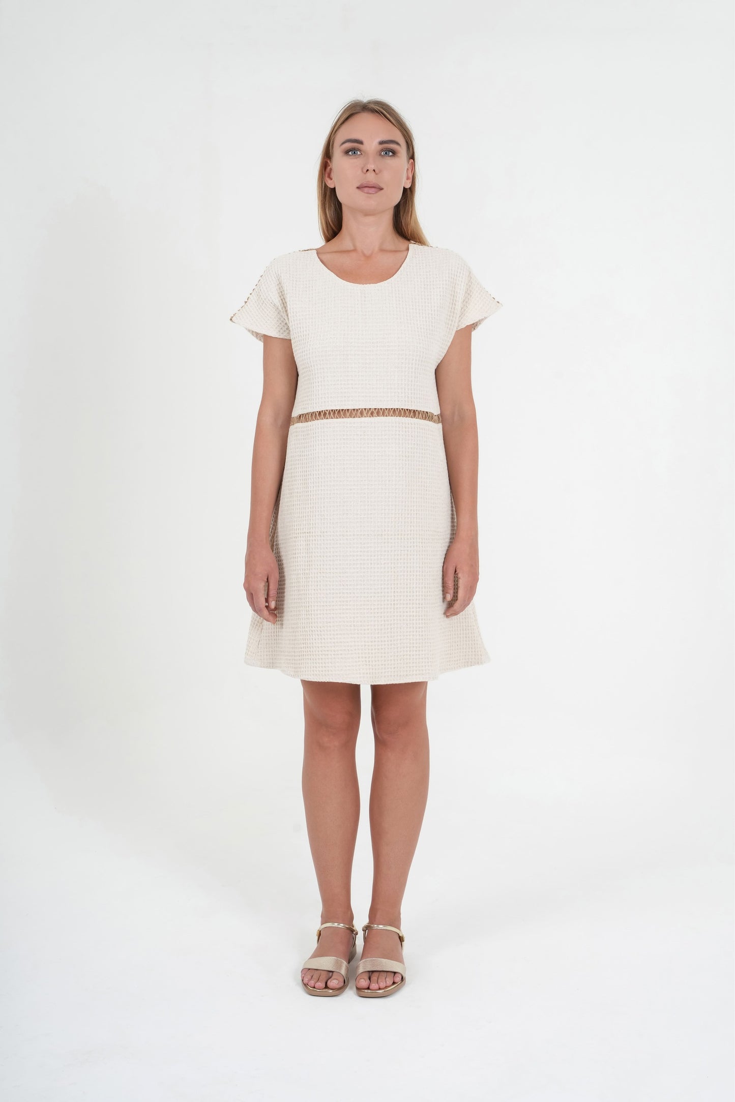 Adorn Above-the-Knee Waffle Cotton Dress