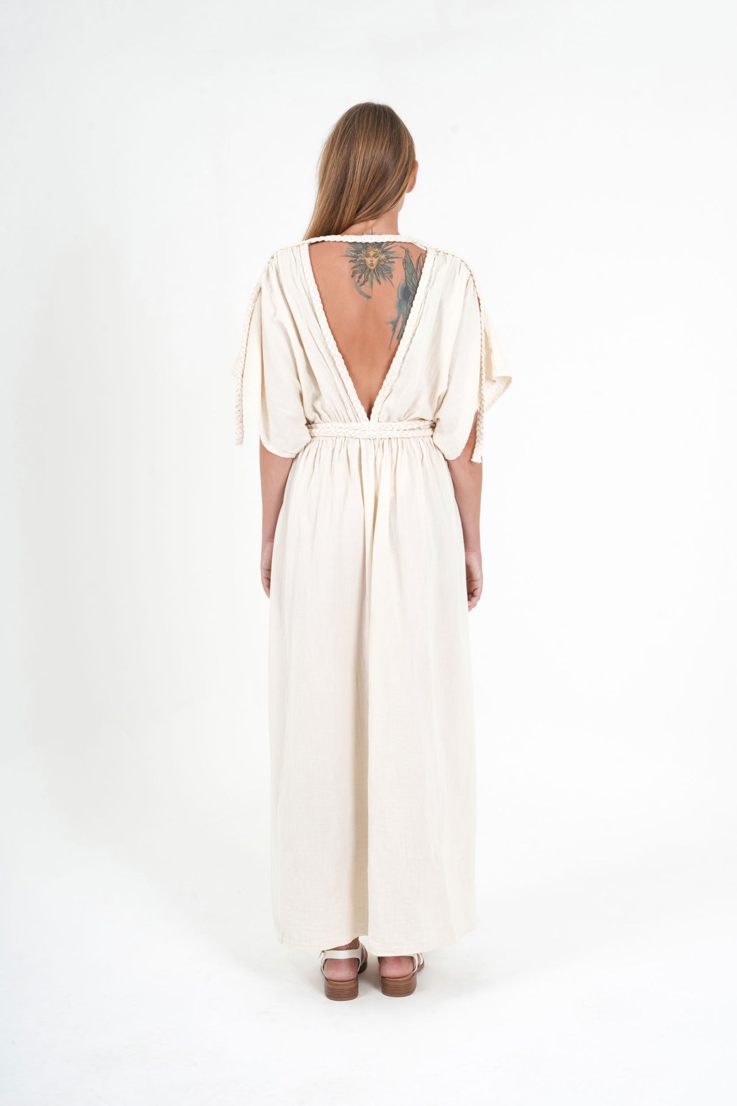 Eclectic Wide Sleeve Dress - Natural White