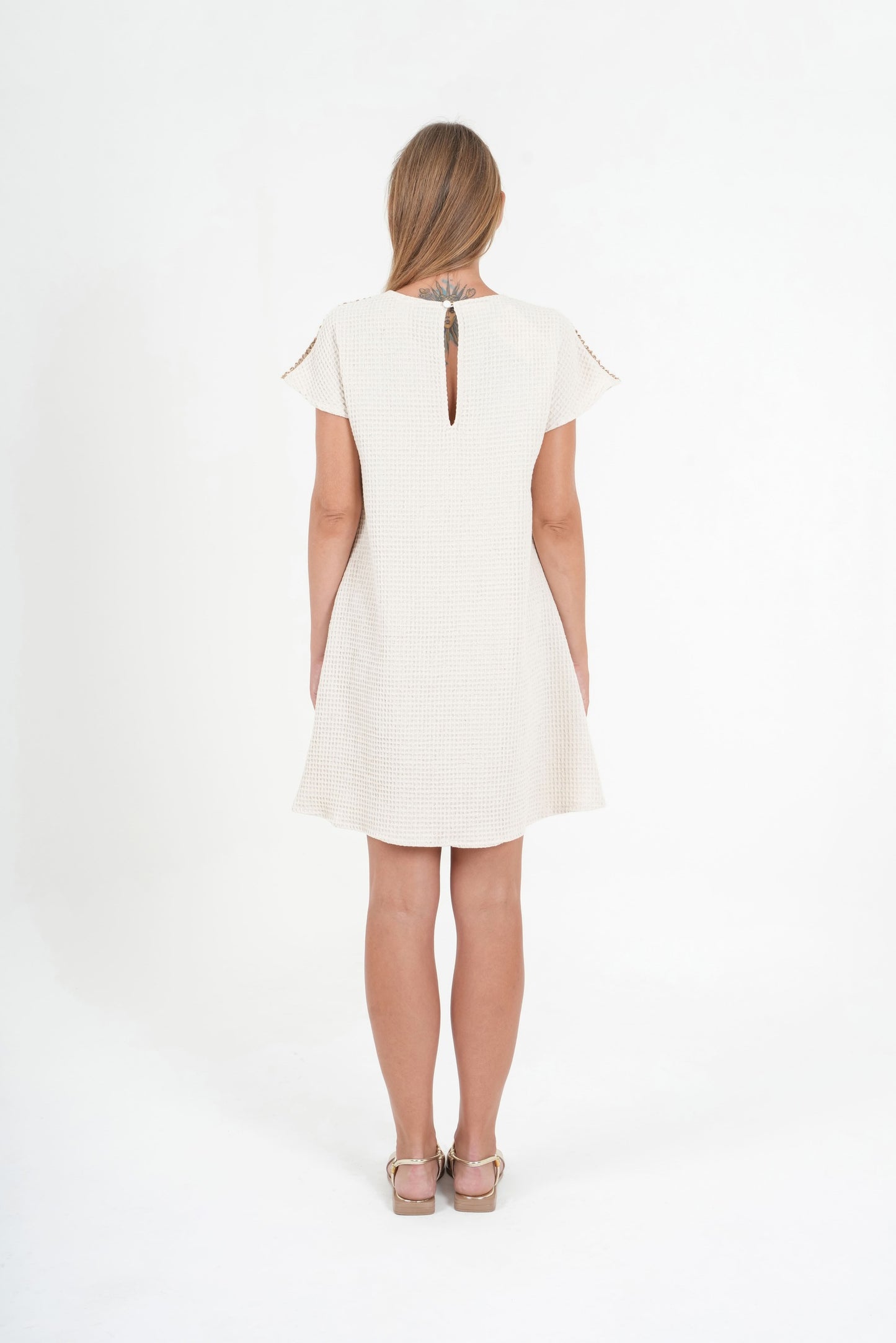 Adorn Above-the-Knee Waffle Cotton Dress