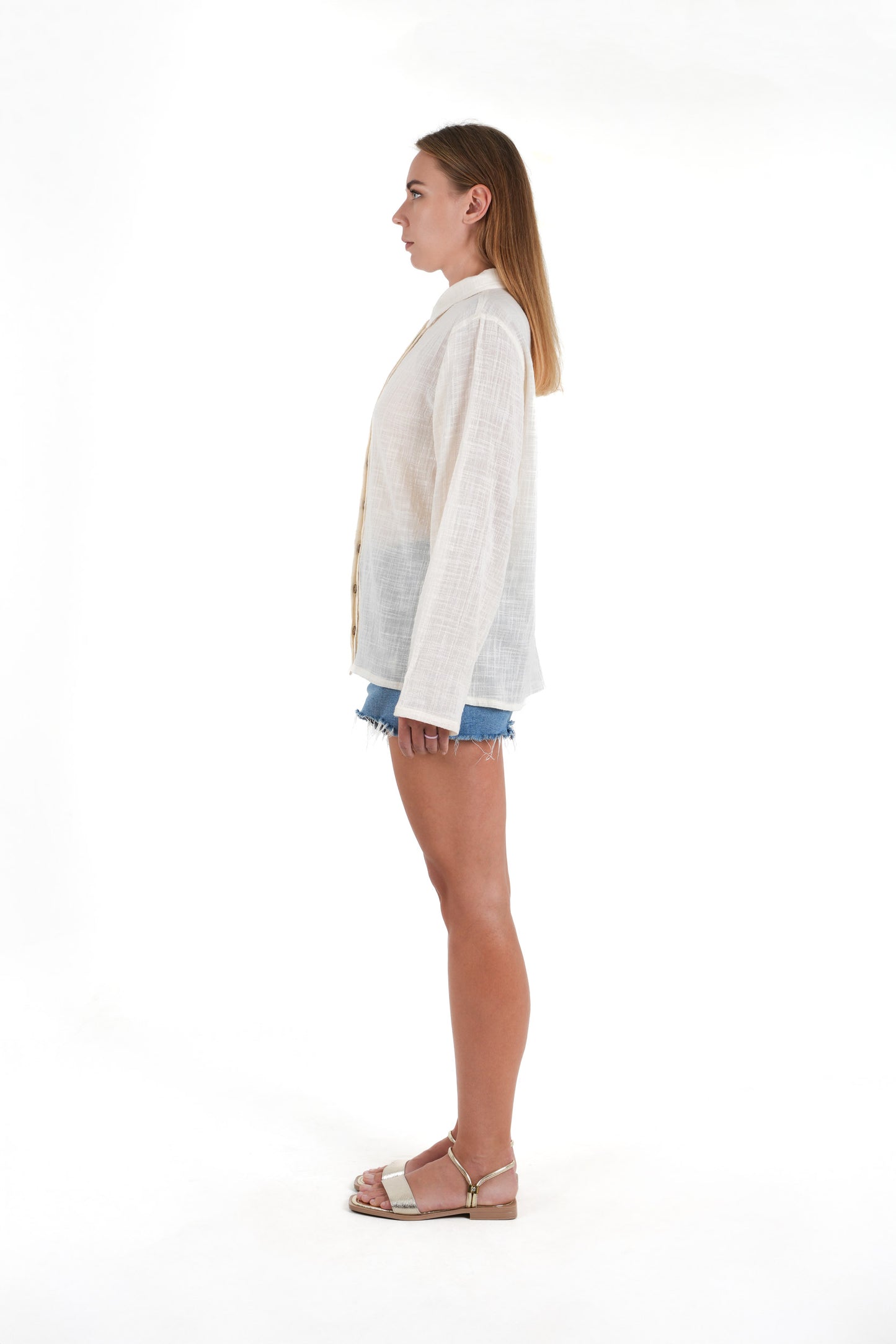 Beige Button-Down Summer Shirt