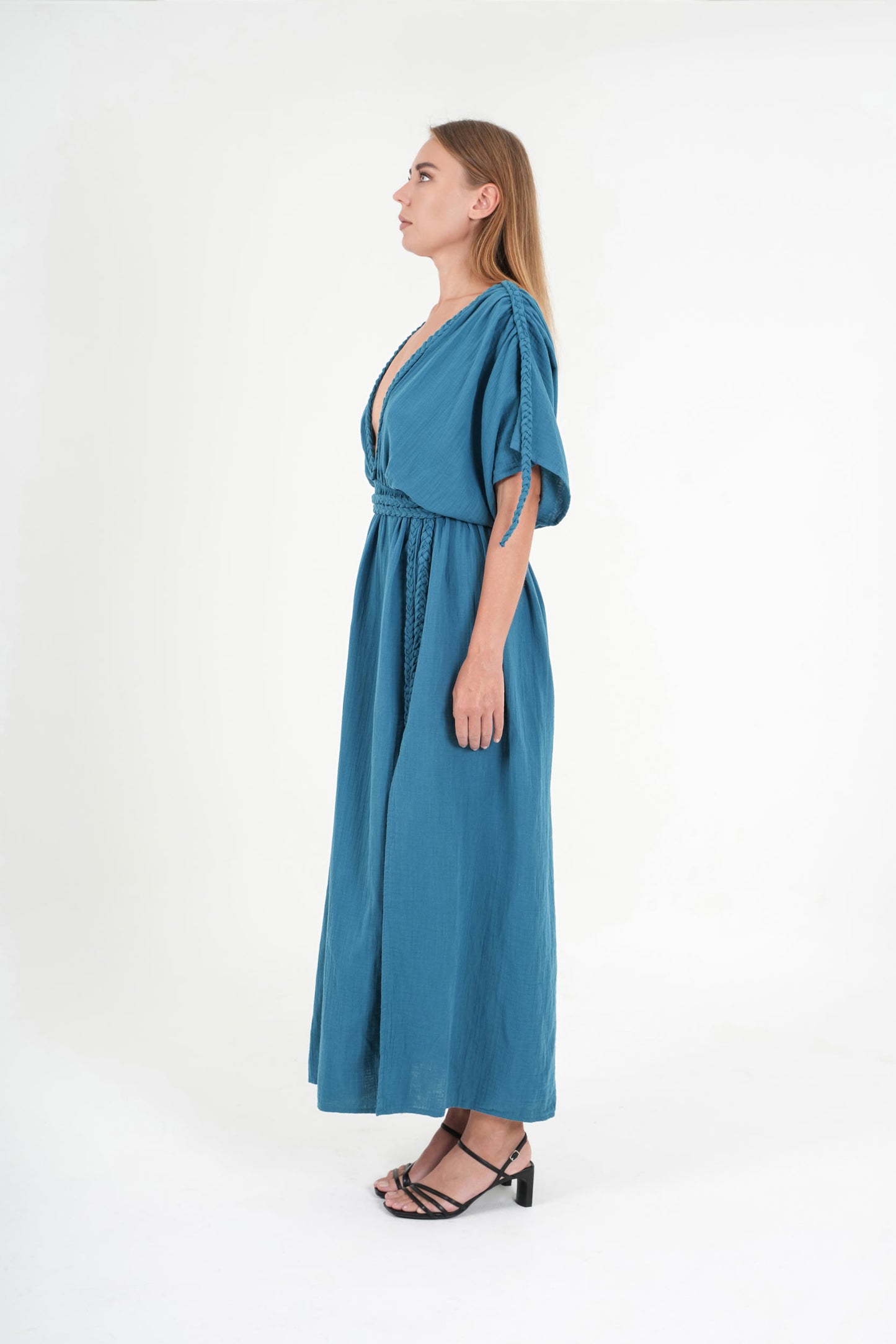Eclectic Wide Sleeve Dress - Oil Blue