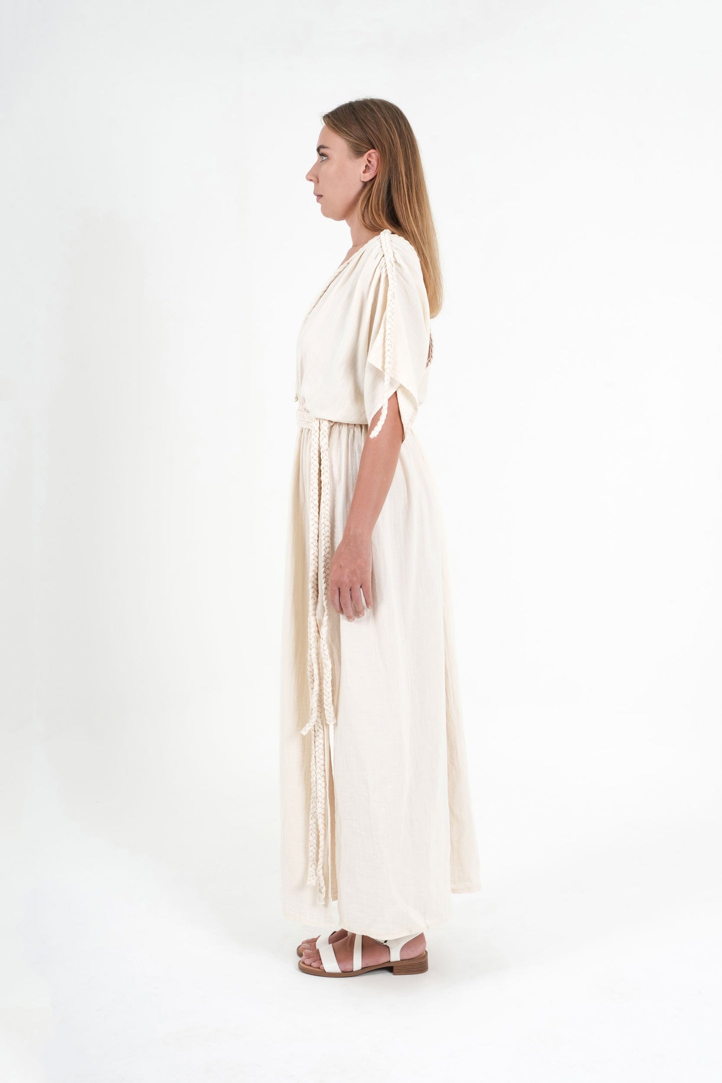 Eclectic Wide Sleeve Dress - Natural White