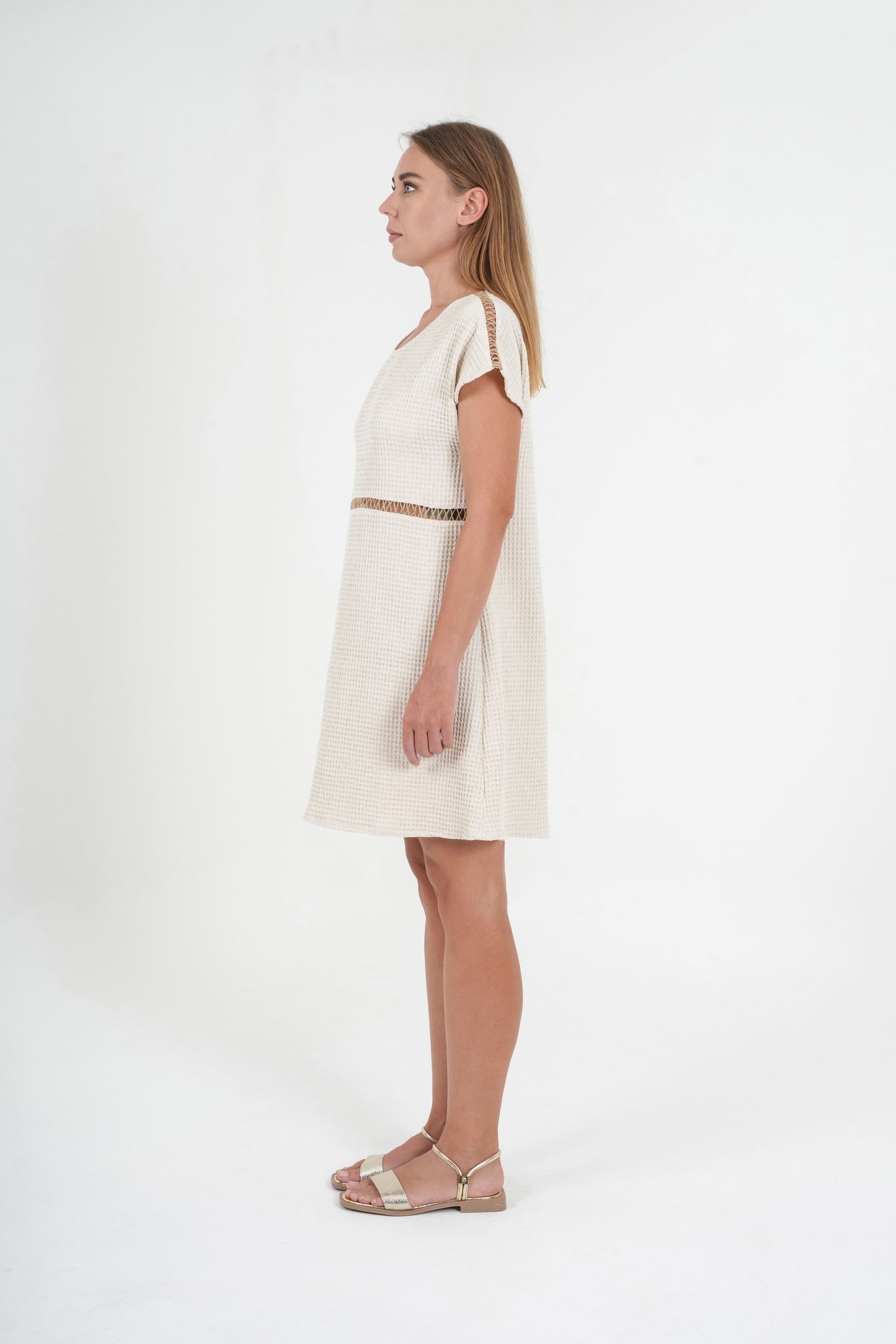 Adorn Above-the-Knee Waffle Cotton Dress