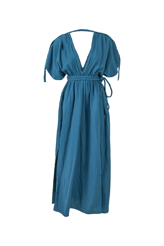 Eclectic Wide Sleeve Dress - Oil Blue