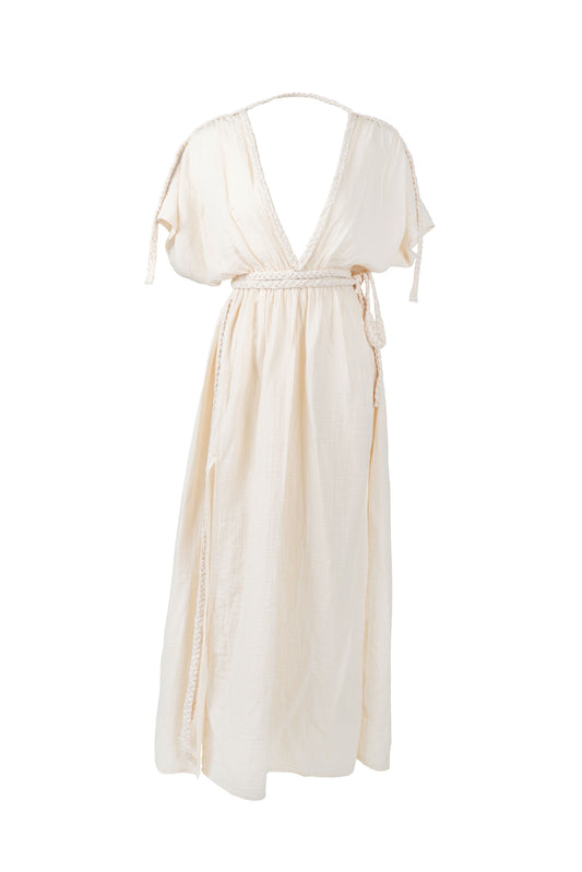 Eclectic Wide Sleeve Dress - Natural White