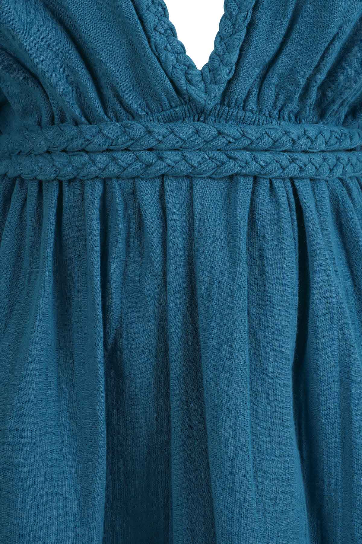 Eclectic Wide Sleeve Dress - Oil Blue