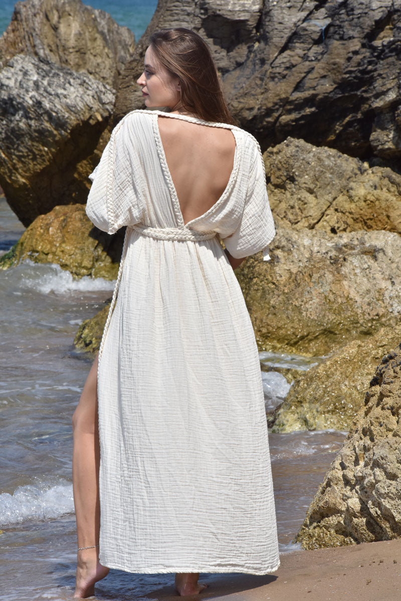 Eclectic Wide Sleeve Dress - Natural White