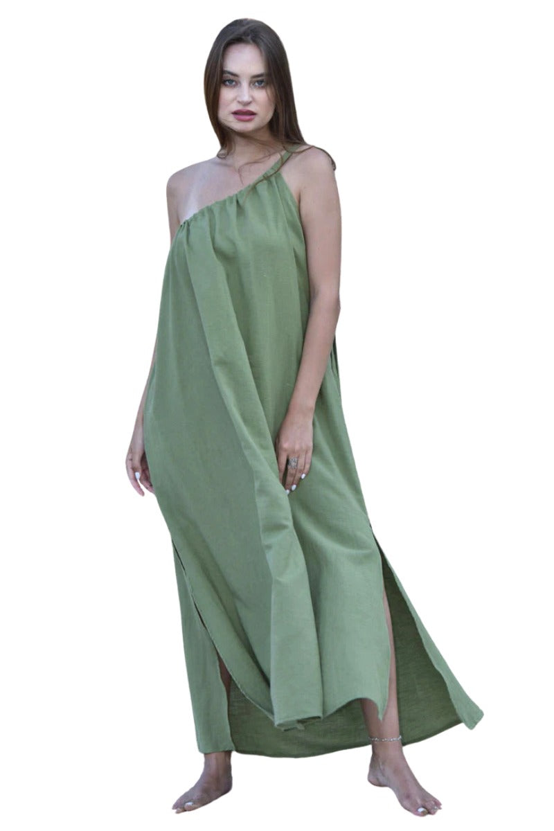 Linum One-Shoulder Maxi Dress