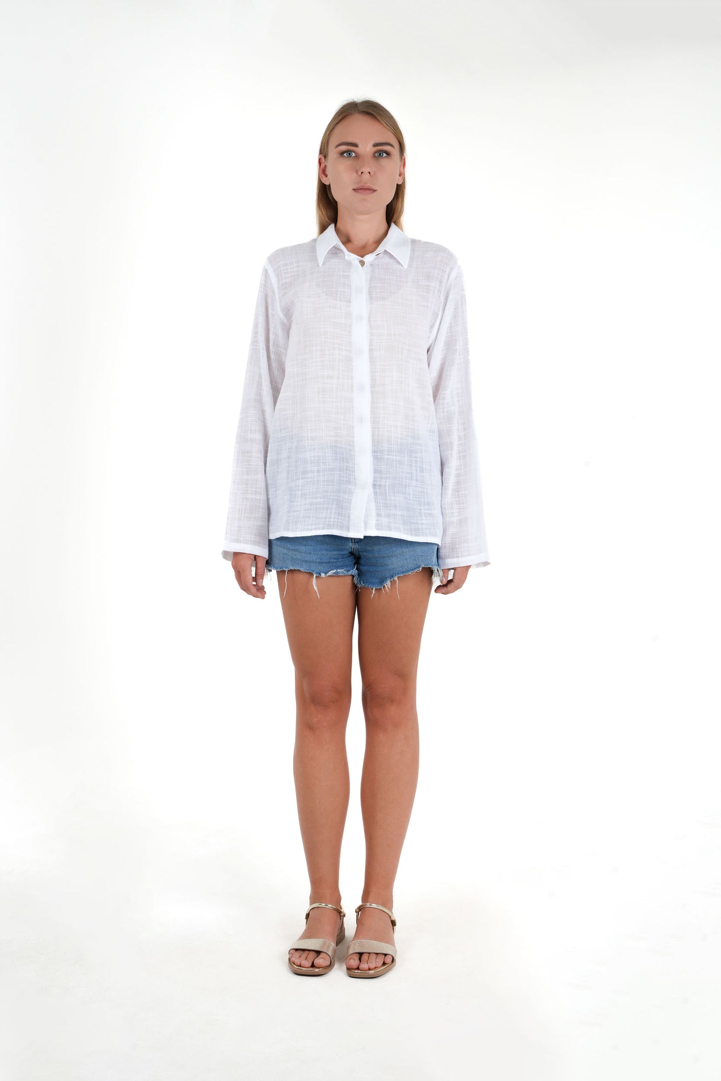 White Button-Down Summer Shirt
