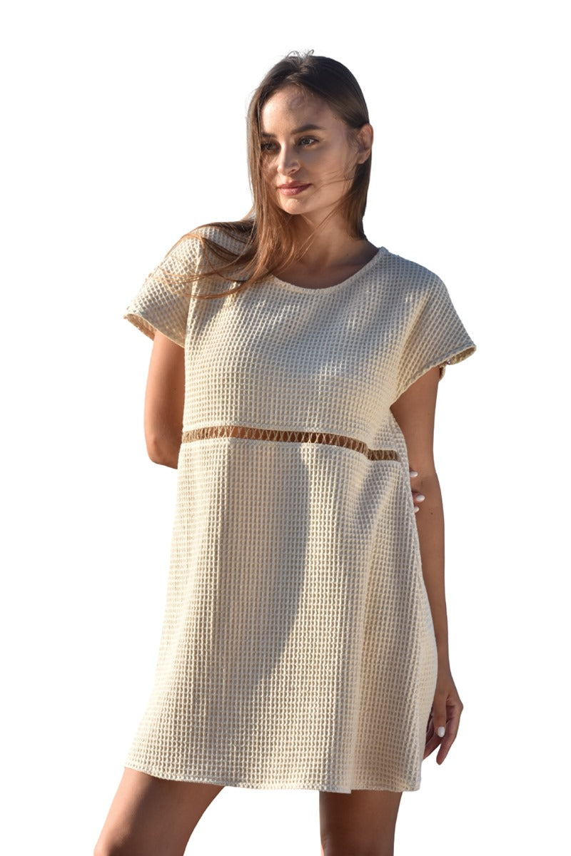 Adorn  Above-the-Knee Waffle Cotton Dress