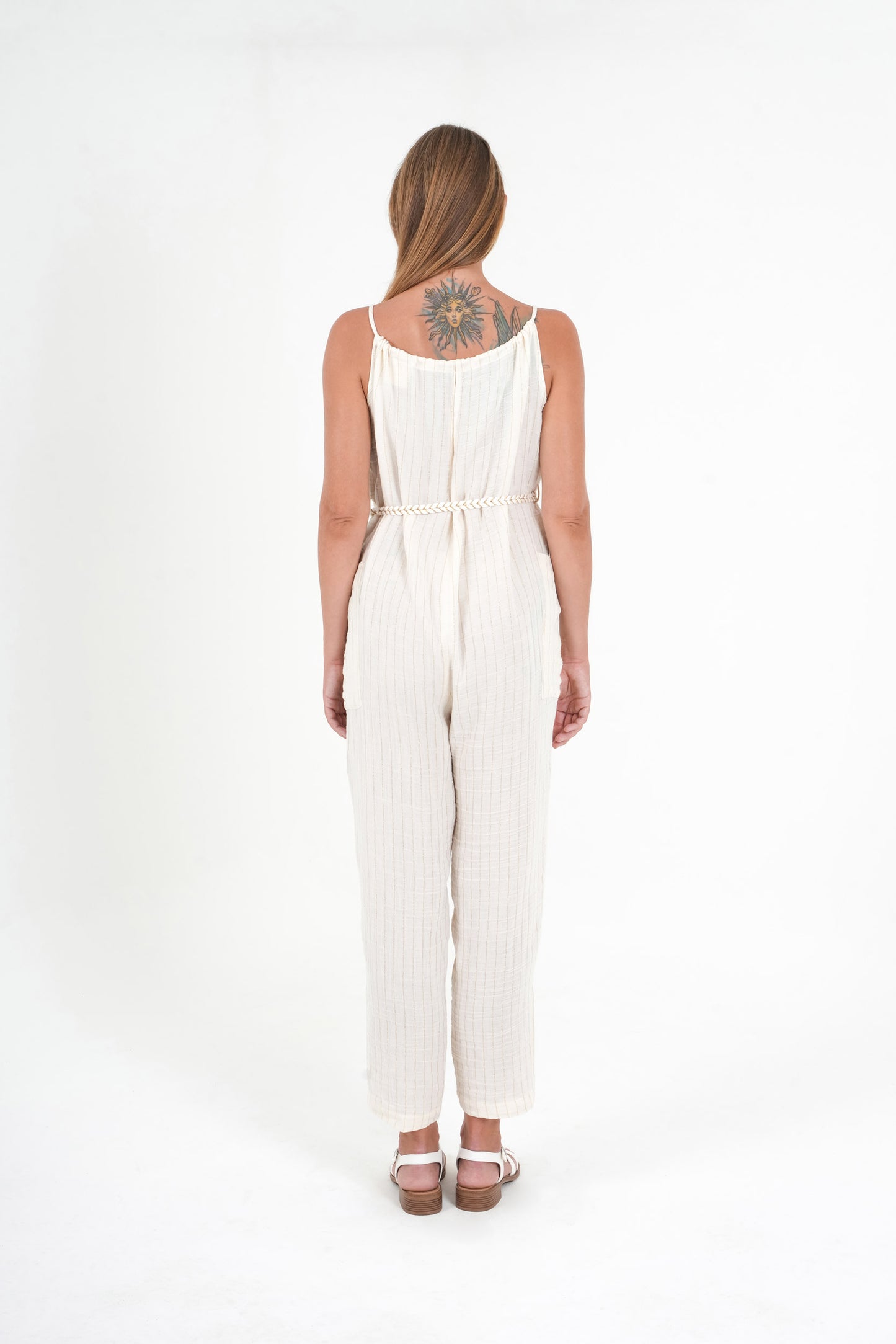 Ecru Stripped Jumpsuit