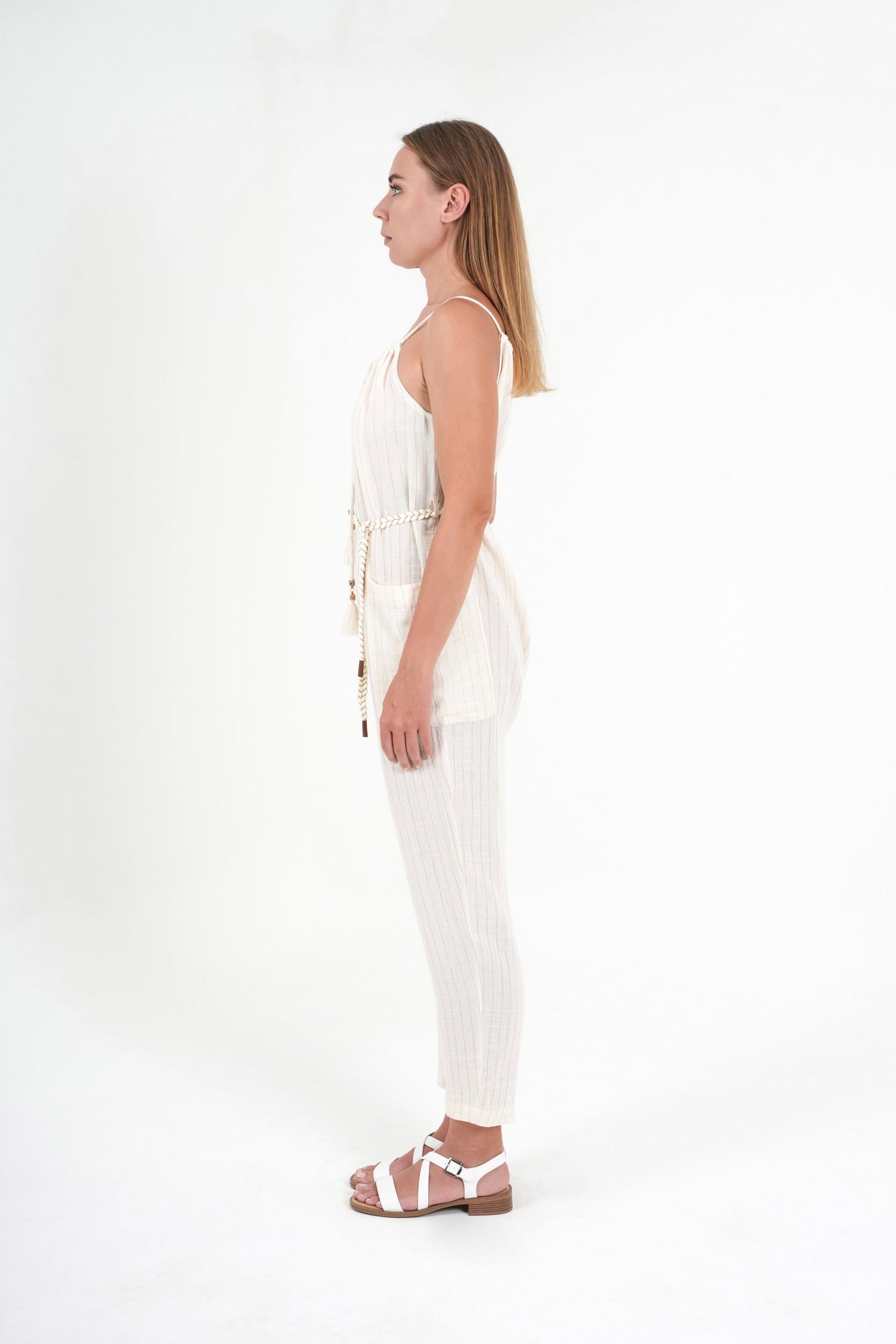 Ecru Stripped Jumpsuit