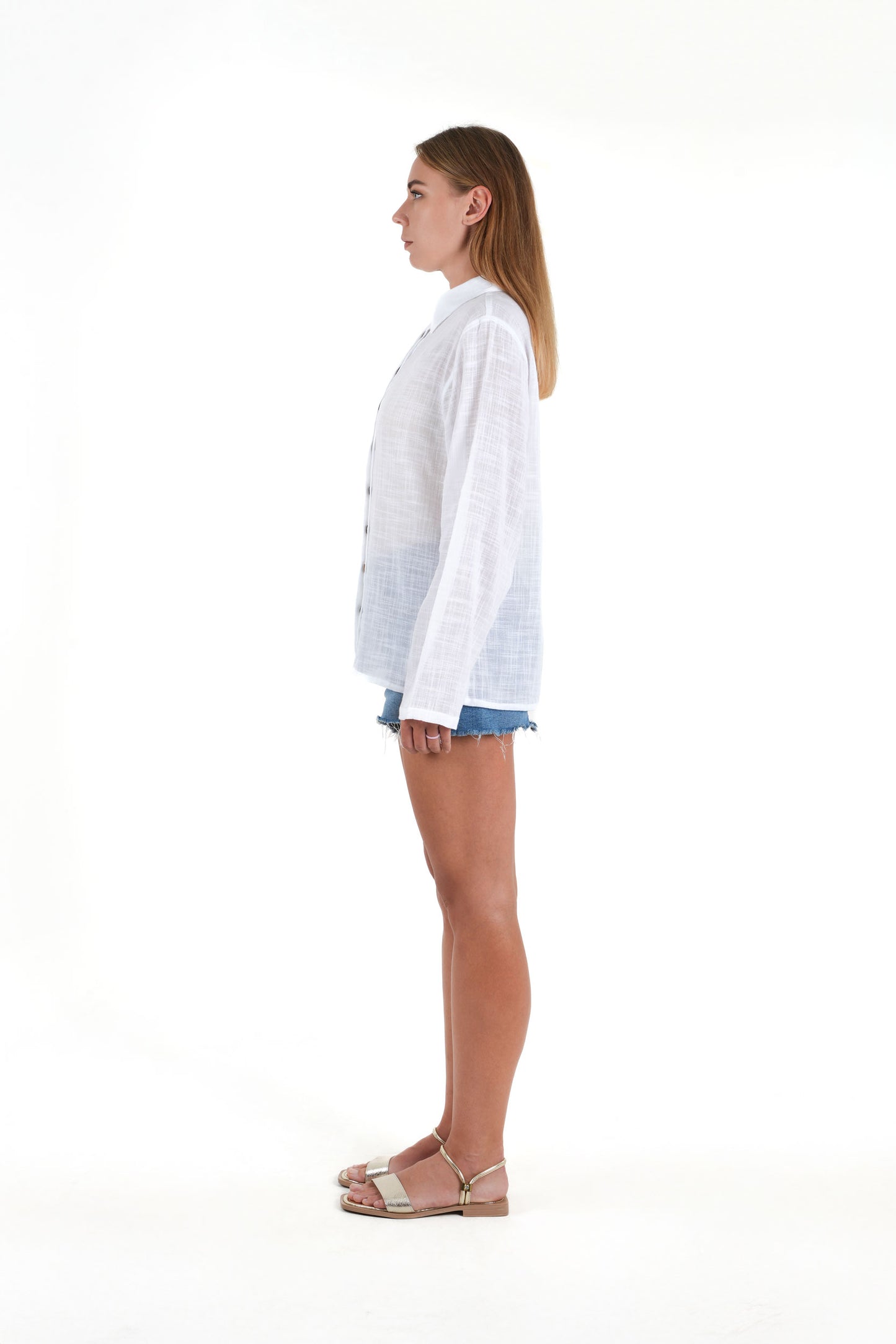 White Button-Down Summer Shirt