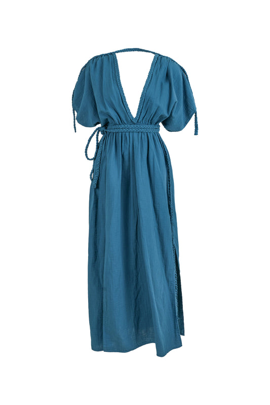 Eclectic Wide Sleeve Dress - Oil Blue