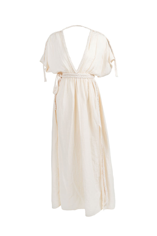 Eclectic Wide Sleeve Dress - Natural White