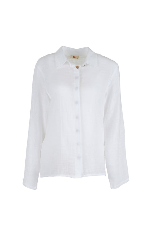 White Button-Down Summer Shirt