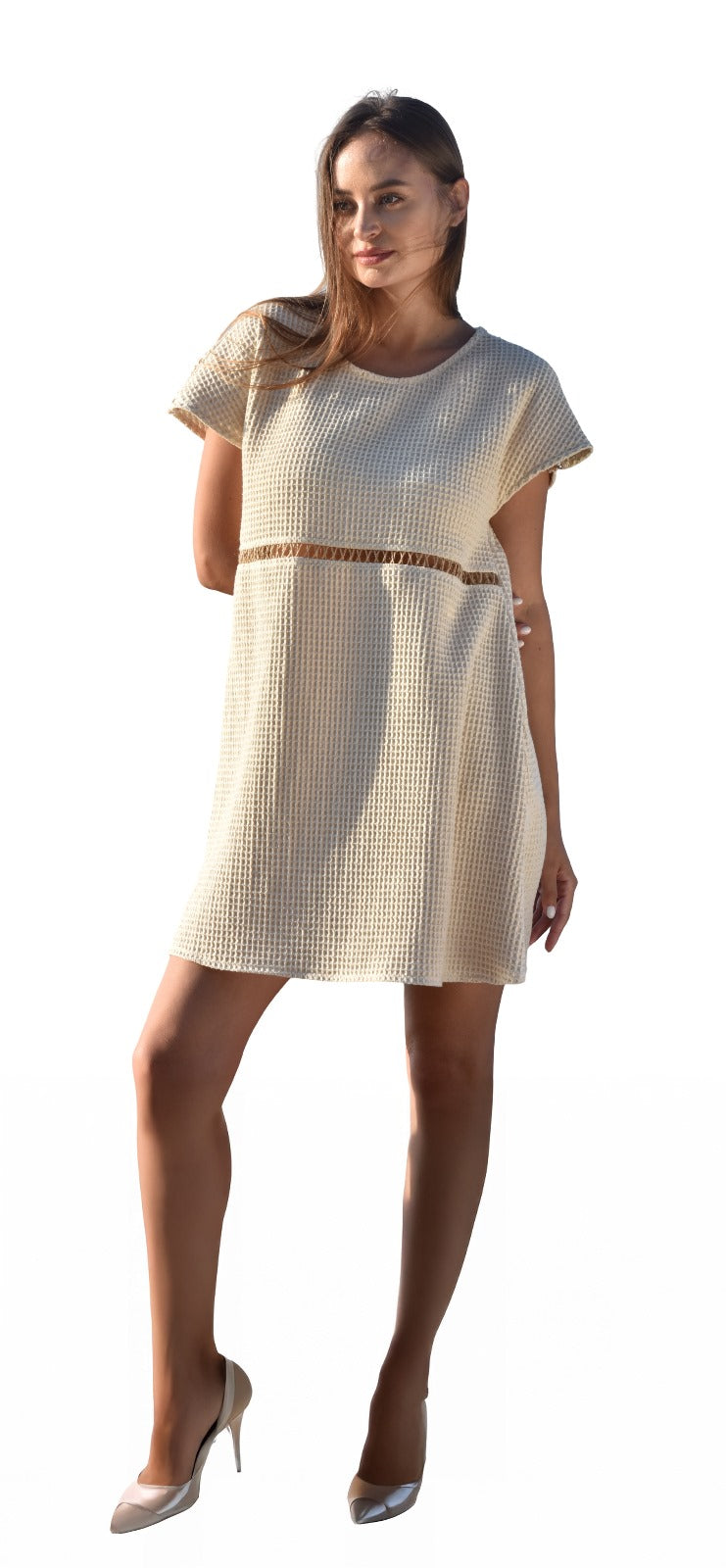 Adorn  Above-the-Knee Waffle Cotton Dress