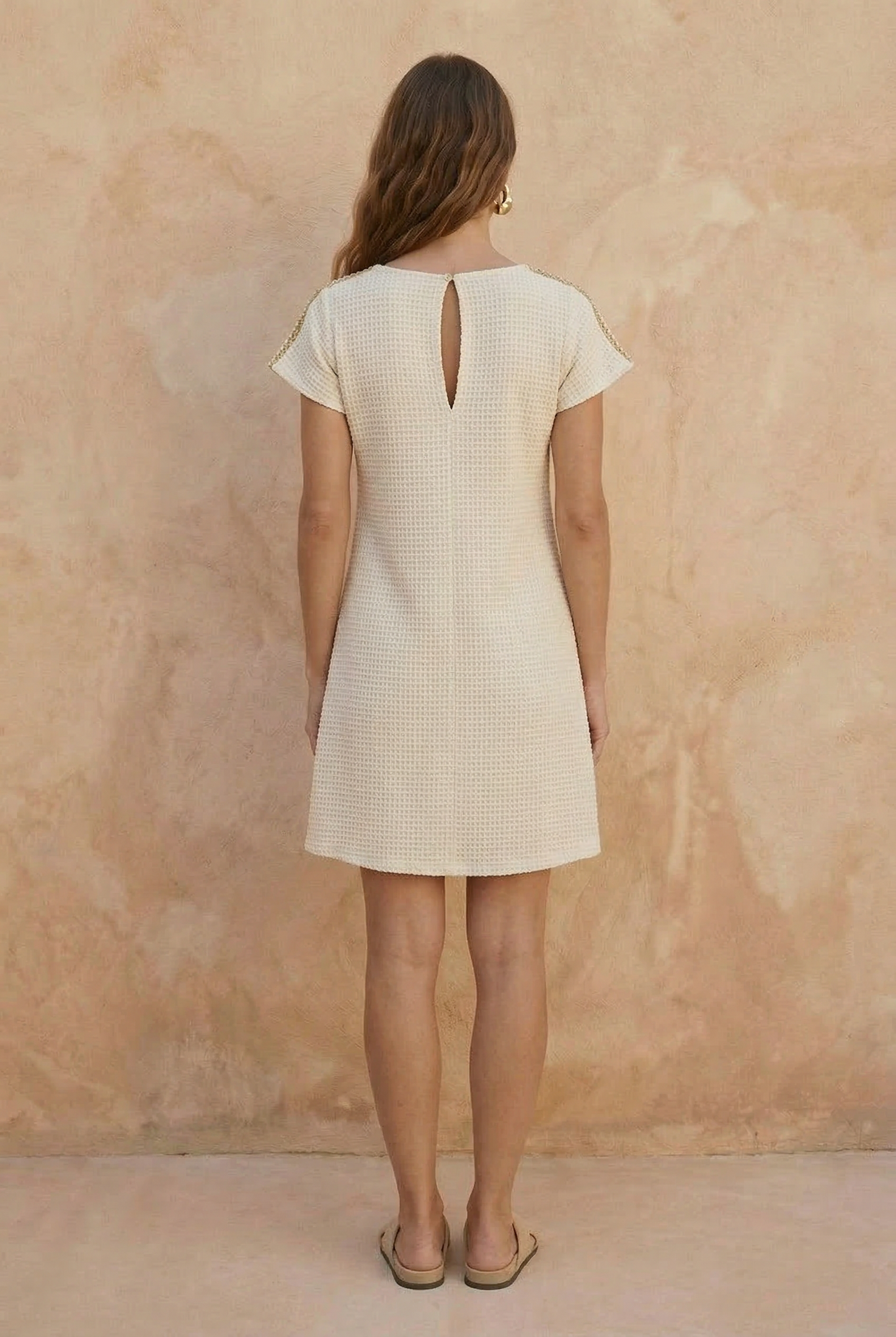 Adorn  Above-the-Knee Waffle Cotton Dress