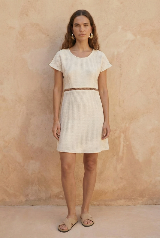 Adorn  Above-the-Knee Waffle Cotton Dress