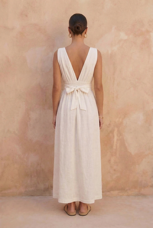 Alaya Deep V-Neck Dress