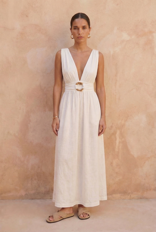 Alaya Deep V-Neck Dress