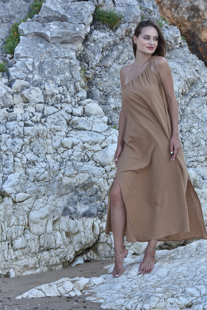 Linum One-Shoulder Maxi Dress