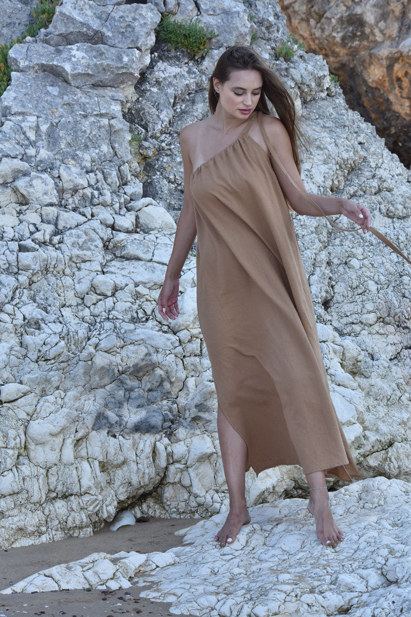 Linum One-Shoulder Maxi Dress