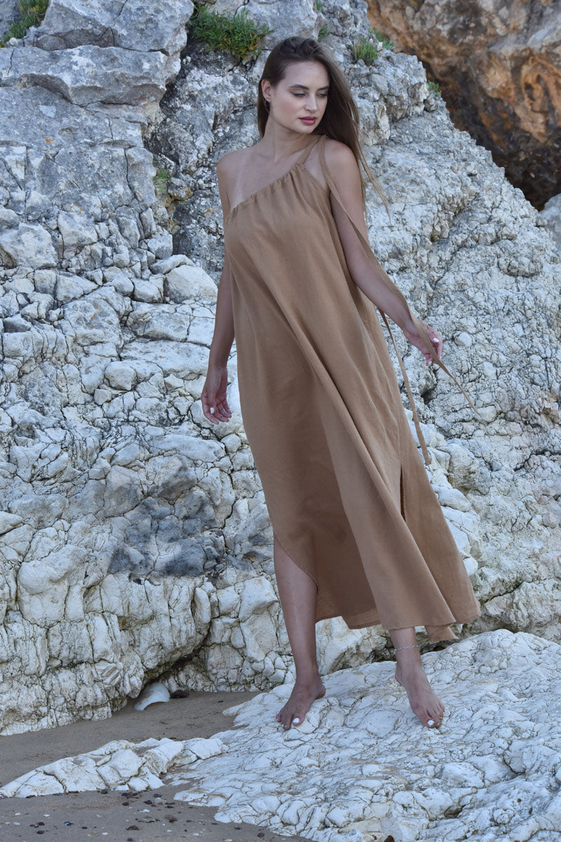 Linum One-Shoulder Maxi Dress
