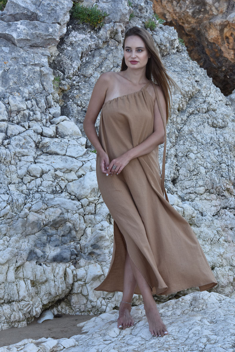 Linum One-Shoulder Maxi Dress