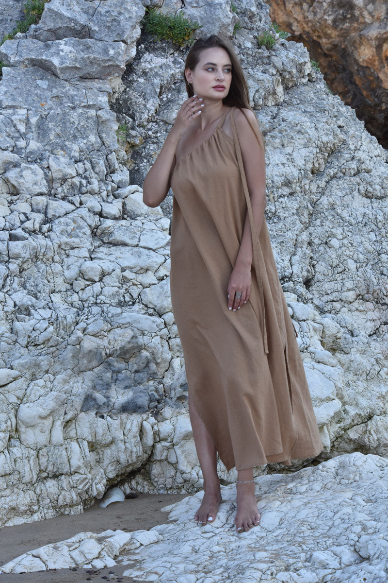 Linum One-Shoulder Maxi Dress