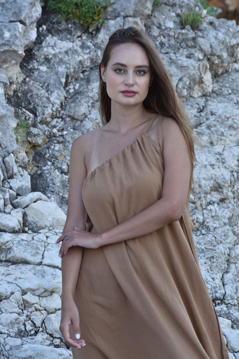 Linum One-Shoulder Maxi Dress