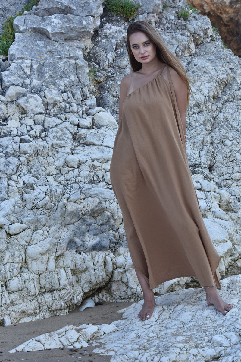 Linum One-Shoulder Maxi Dress