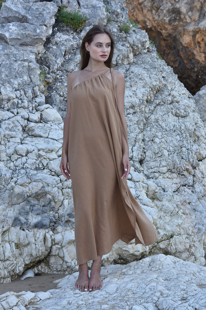 Linum One-Shoulder Maxi Dress