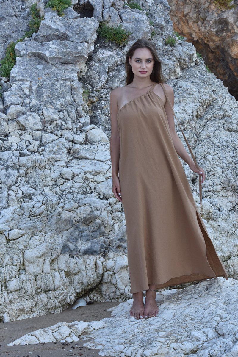 Linum One-Shoulder Maxi Dress