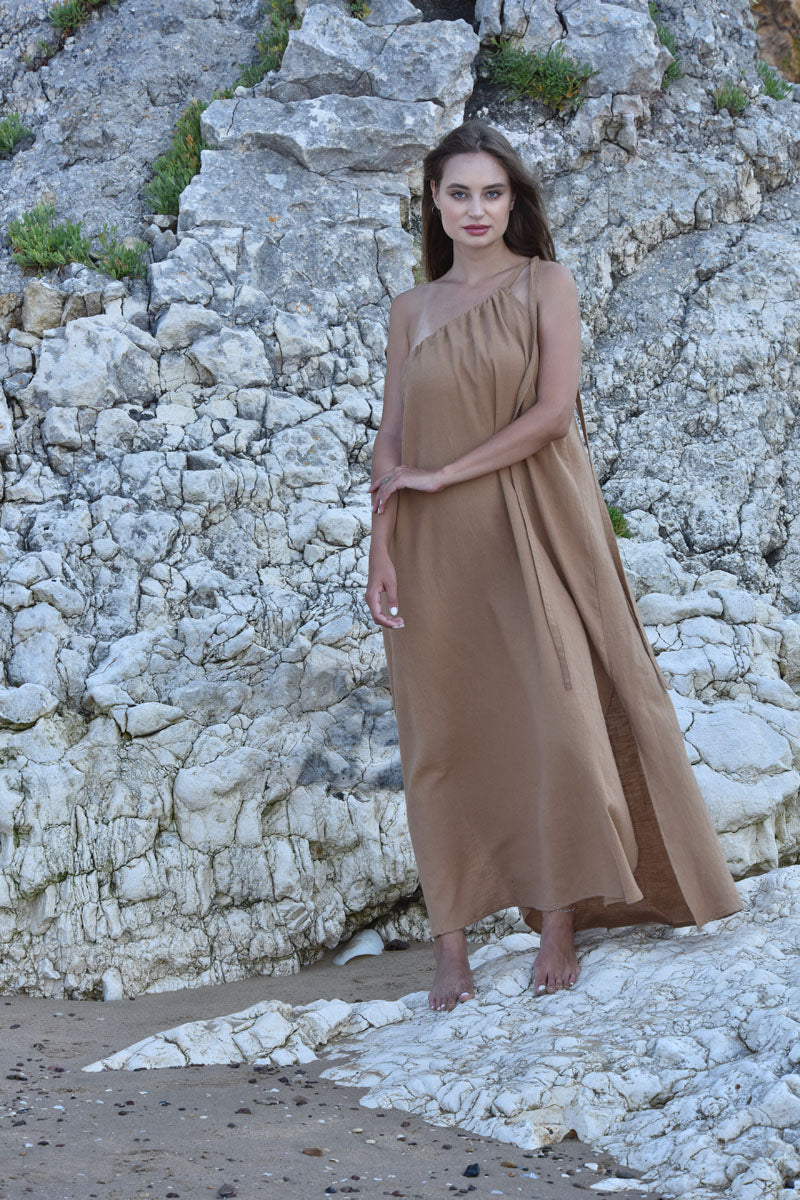 Linum One-Shoulder Maxi Dress