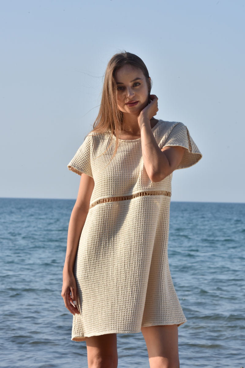Adorn  Above-the-Knee Waffle Cotton Dress