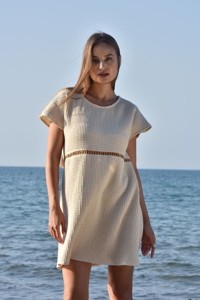 Adorn  Above-the-Knee Waffle Cotton Dress