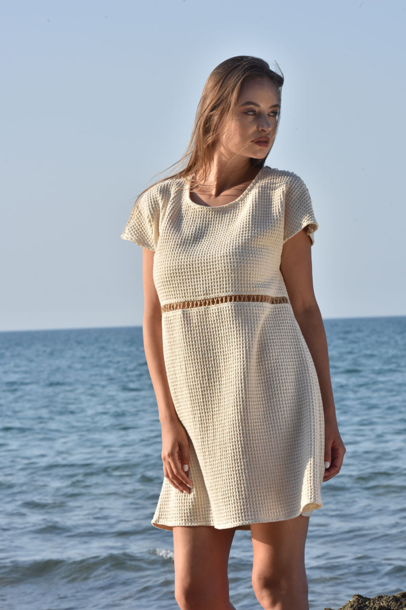 Adorn  Above-the-Knee Waffle Cotton Dress