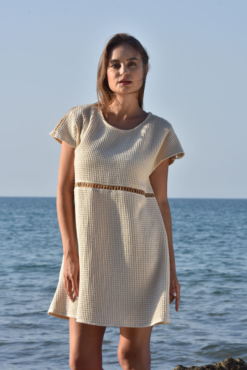 Adorn  Above-the-Knee Waffle Cotton Dress