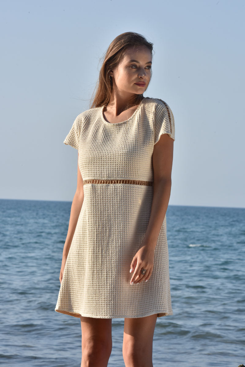 Adorn  Above-the-Knee Waffle Cotton Dress