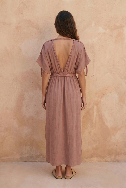 Eclectic Wide Sleeve Dress - Dusty Rose