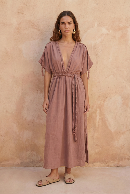 Eclectic Wide Sleeve Dress - Dusty Rose