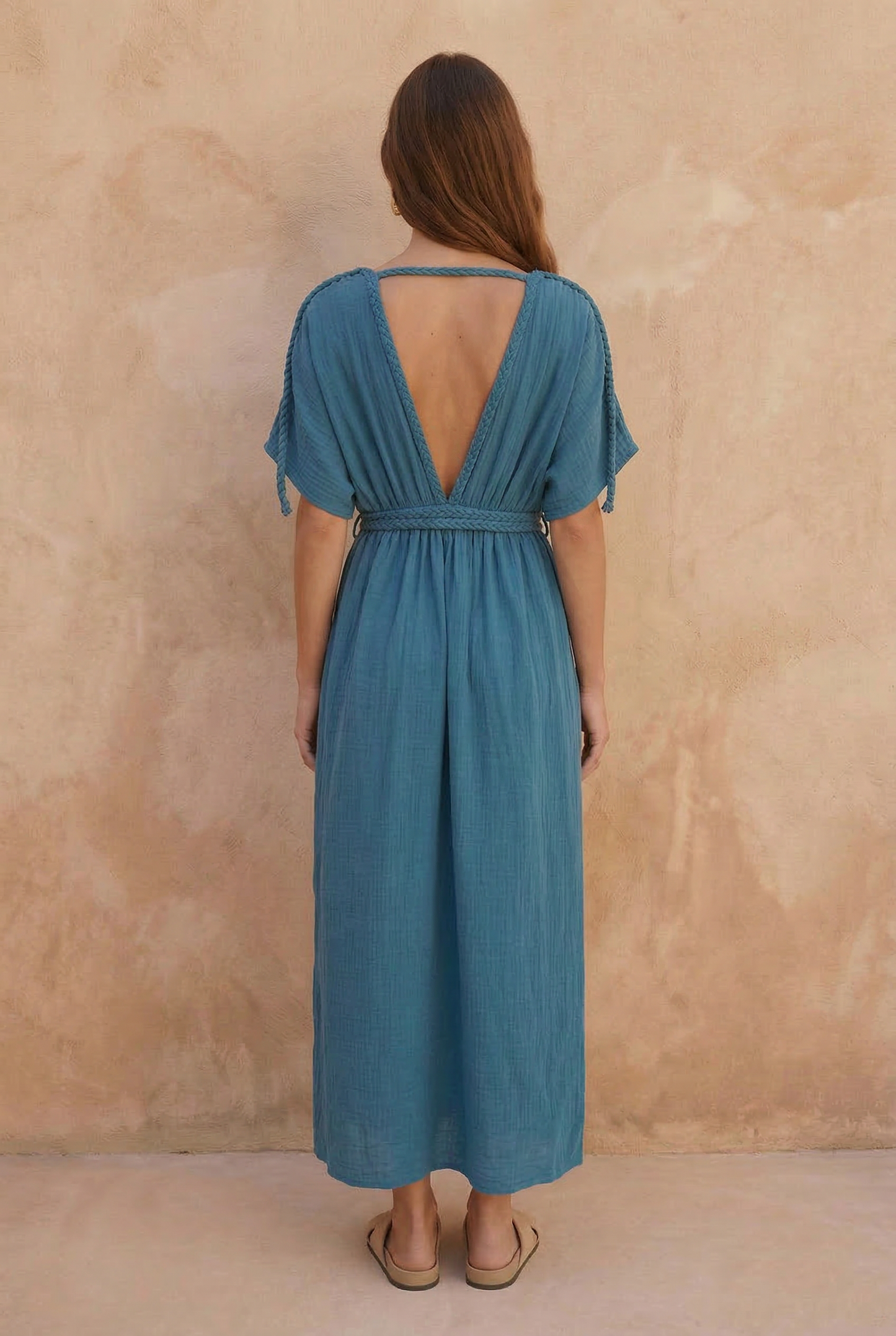 Eclectic Wide Sleeve Dress - Oil Blue