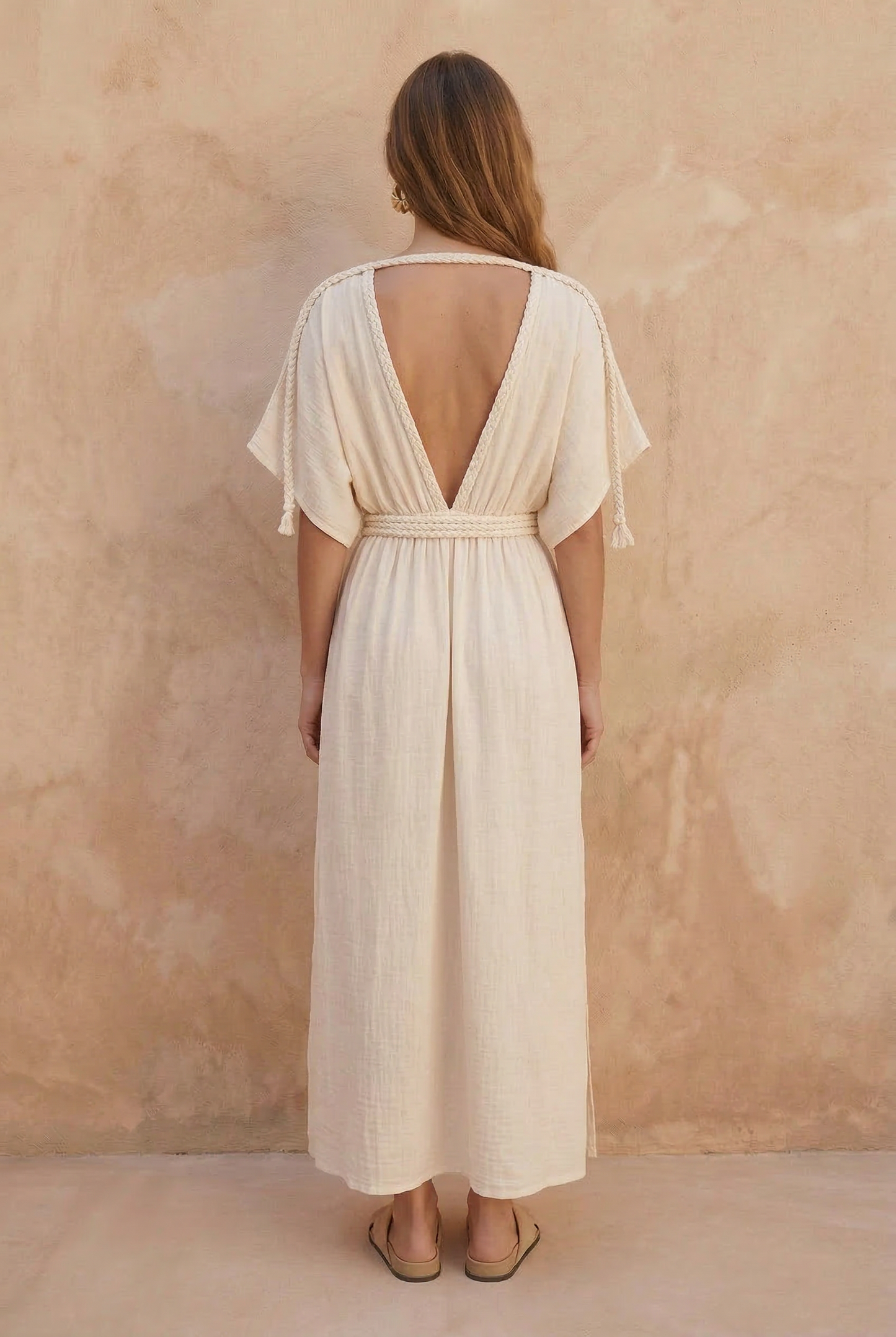 Eclectic Wide Sleeve Dress - Natural White