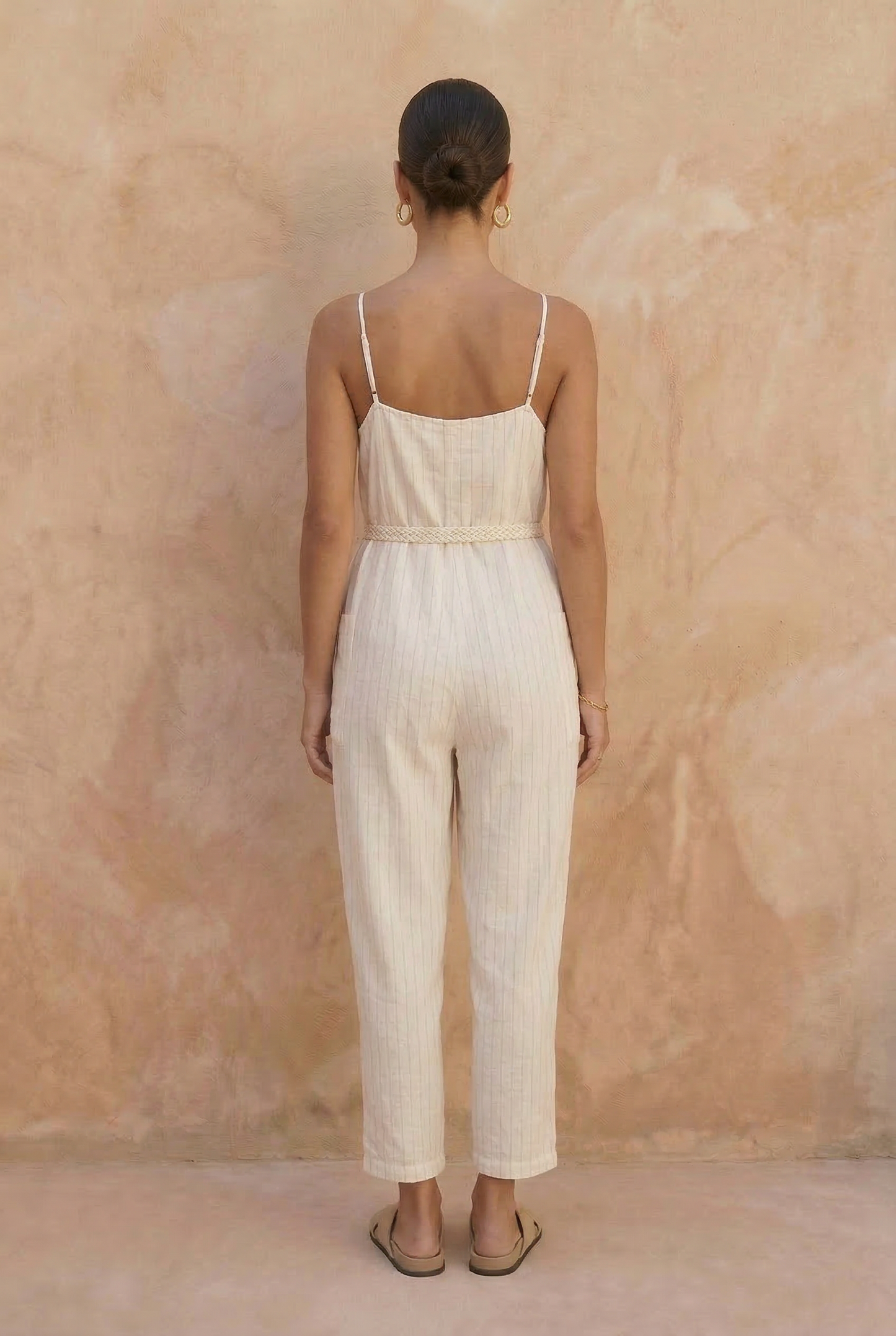 Ecru Stripped Jumpsuit