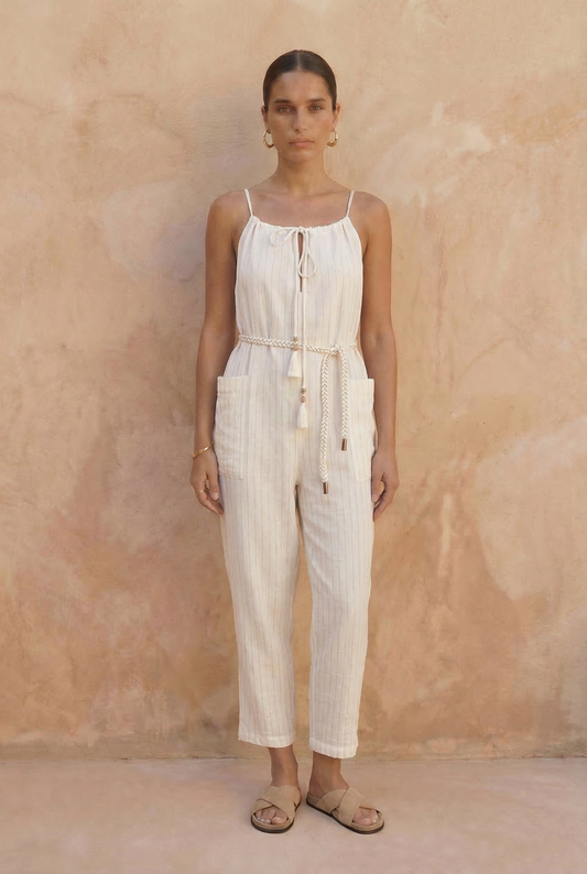 Ecru Stripped Jumpsuit