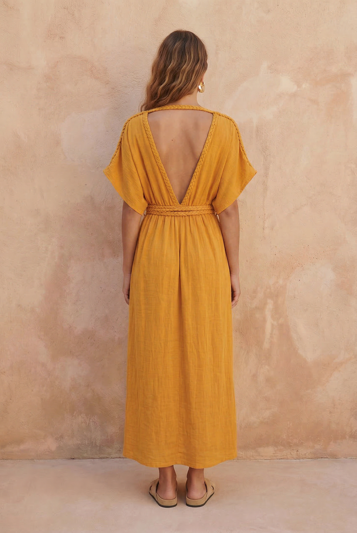 Eclectic Wide Sleeve Dress - Mustard Yellow